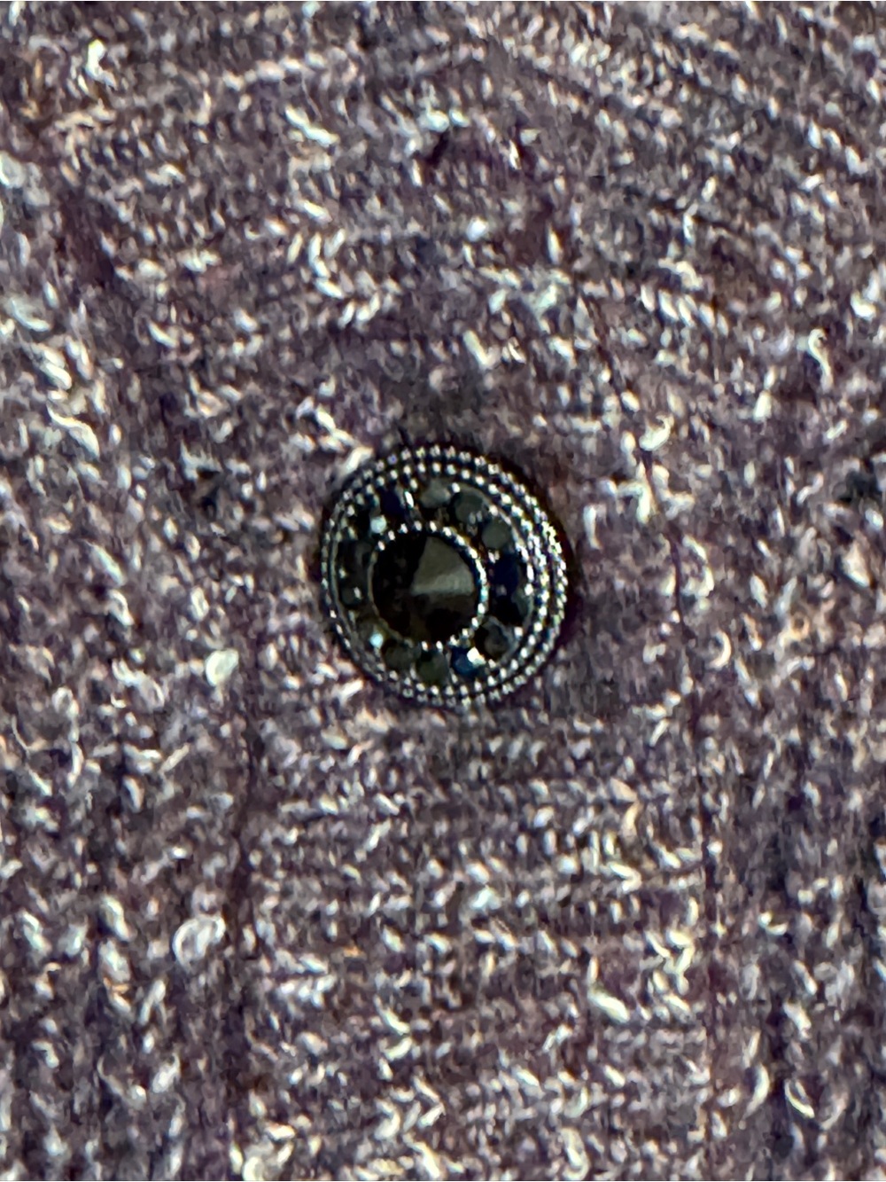 White House Black Market Cardigan Sweater puff sleeve V-Neck Jewel button wool M - Picture 8 of 14